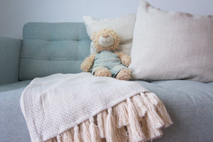 Woven Homeware Set (Cream: 2 Cushion Covers + 1 Throw)